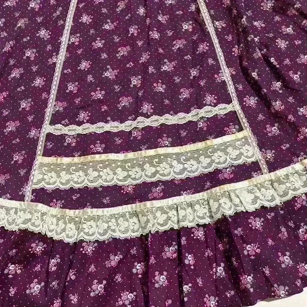 Vintage Gunne Sax 1970s Womens Floral Lace Prairie Calico Cottagecore Skirt 13 - Picture 14 of 16